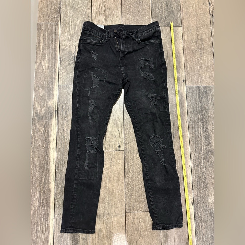 H&M Black Distressed Skinny Jeans for Men Size 31/32